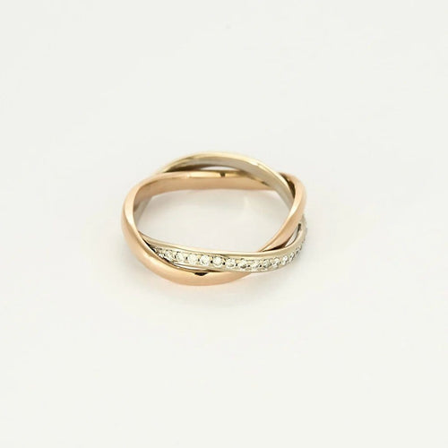 Bague 53 Poiray Tresse - Bague bicolore en or rose et or blanc, diamants 58 Facettes