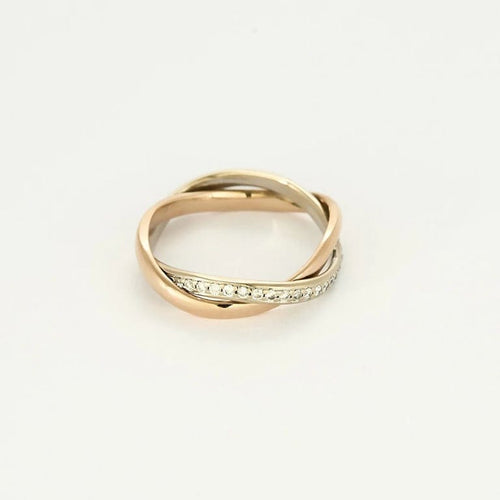 Bague 53 Poiray Tresse - Bague bicolore en or rose et or blanc, diamants 58 Facettes