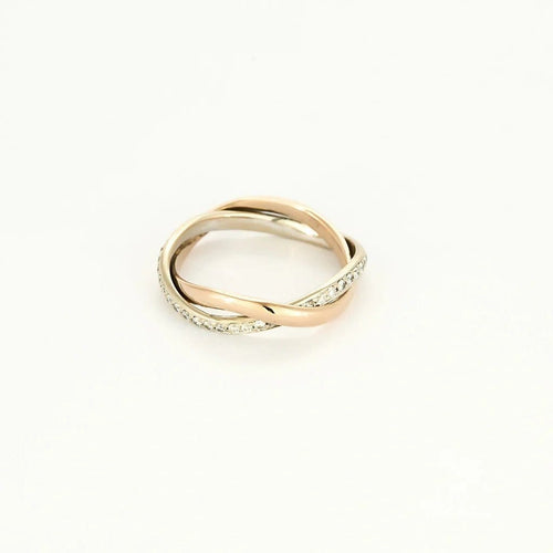 Bague 53 Poiray Tresse - Bague bicolore en or rose et or blanc, diamants 58 Facettes