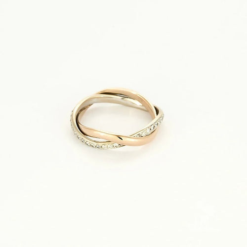 Bague 53 Poiray Tresse - Bague bicolore en or rose et or blanc, diamants 58 Facettes