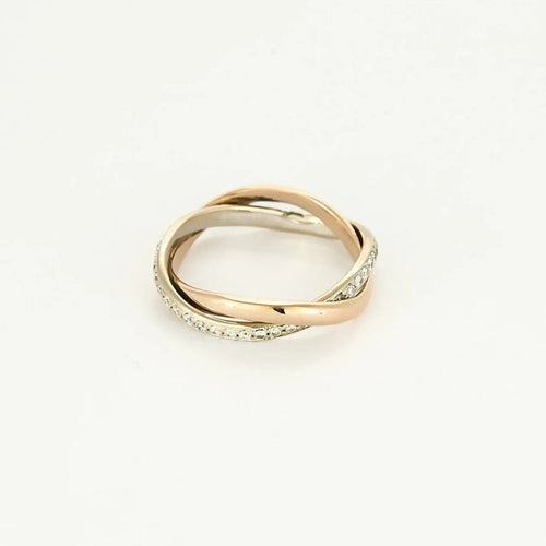 Bague 53 Poiray Tresse - Bague bicolore en or rose et or blanc, diamants 58 Facettes