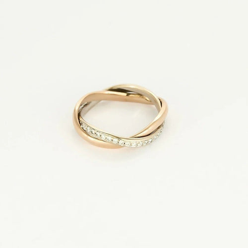 Bague 53 Poiray Tresse - Bague bicolore en or rose et or blanc, diamants 58 Facettes
