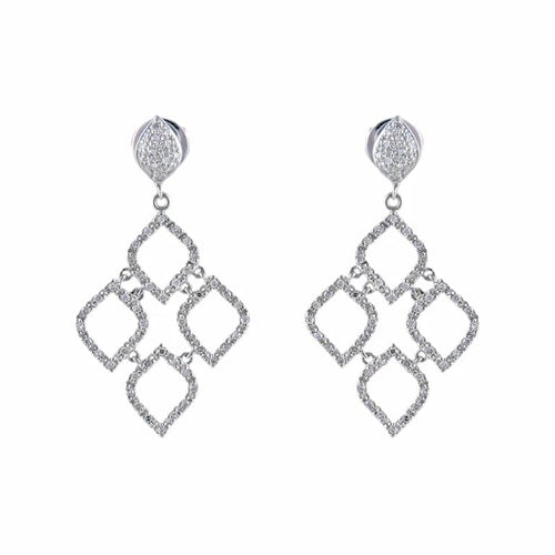 Boucles d'oreilles Arabesques - Boucles d'oreilles pendantes en or blanc 18K et diamants 58 Facettes P1L3