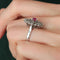 Bague 50 Bague marquise en or blanc 18K avec diamants et pierre rose 58 Facettes P3L14