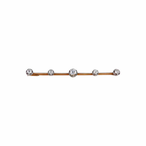 Broche Broche en or jaune 18K et platine sertie de 5 diamants 58 Facettes