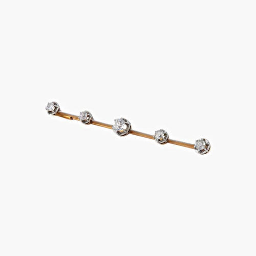 Broche Broche en or jaune 18K et platine sertie de 5 diamants 58 Facettes