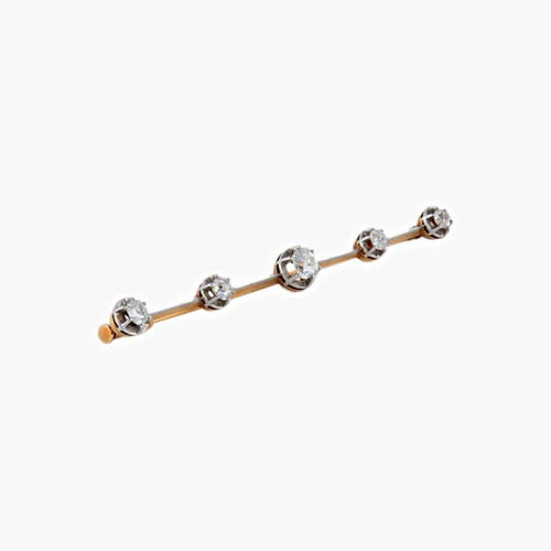 Broche Broche en or jaune 18K et platine sertie de 5 diamants 58 Facettes