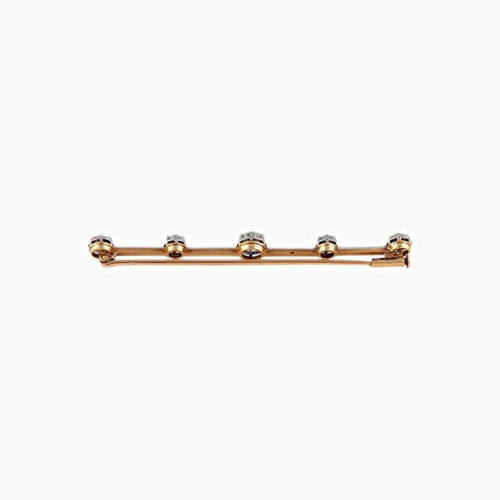 Broche Broche en or jaune 18K et platine sertie de 5 diamants 58 Facettes