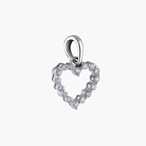 Pendentif Pendentif cœur en or blanc 18K et diamants 58 Facettes P1L17