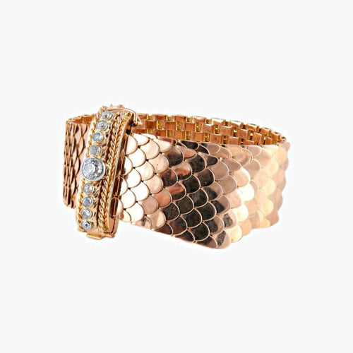 Bracelet Bracelet manchette années 1930 en or rose 18K et diamants 58 Facettes P2L11