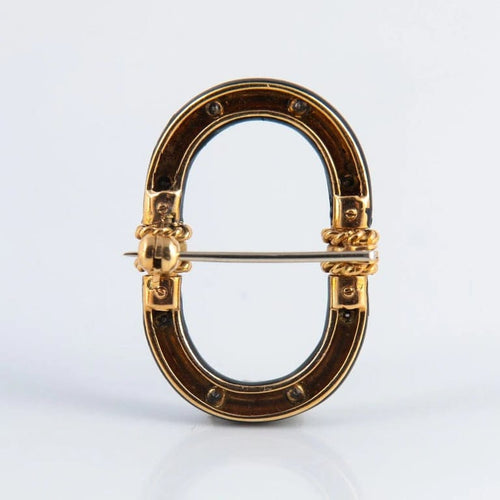 Broche Broche Napoléon III en or jaune, platine, onyx et diamants 58 Facettes P5L6