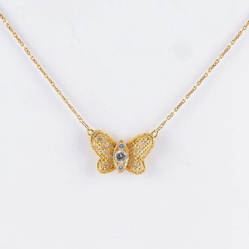Collier Collier papillon en or jaune 18 carats et diamants 58 Facettes