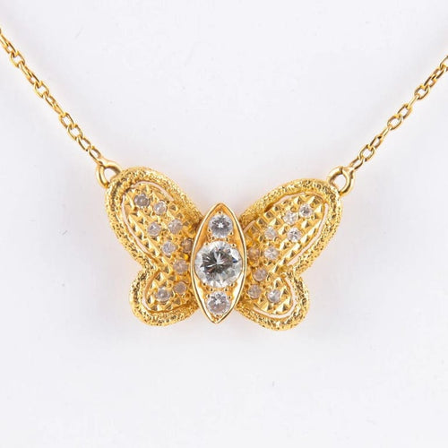 Collier Collier papillon en or jaune 18 carats et diamants 58 Facettes