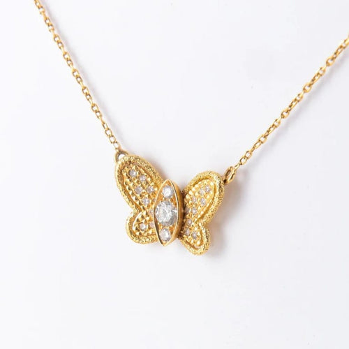 Collier Collier papillon en or jaune 18 carats et diamants 58 Facettes