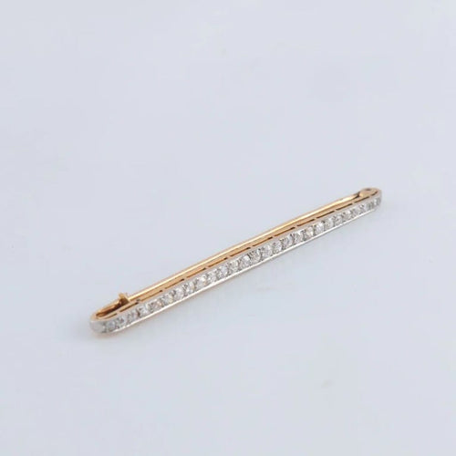 Broche Broche linéaire en or jaune 18K et platine sertie de diamants 58 Facettes