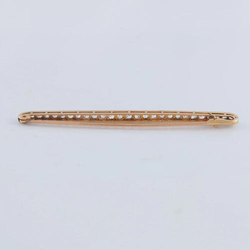 Broche Broche linéaire en or jaune 18K et platine sertie de diamants 58 Facettes