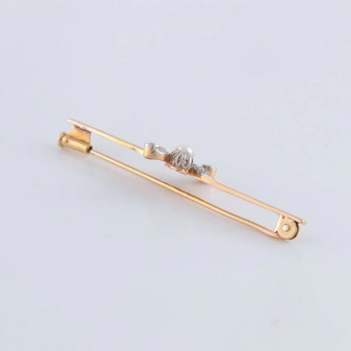 Broche Broche en or jaune 18K et platine avec diamants et perle 58 Facettes