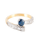 Bague 51 Bague saphir et diamants en or jaune 18 carats et platine 58 Facettes