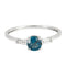 Bague 54 Bague solitaire en or blanc 18 carats avec topaze London Blue et diamants 58 Facettes