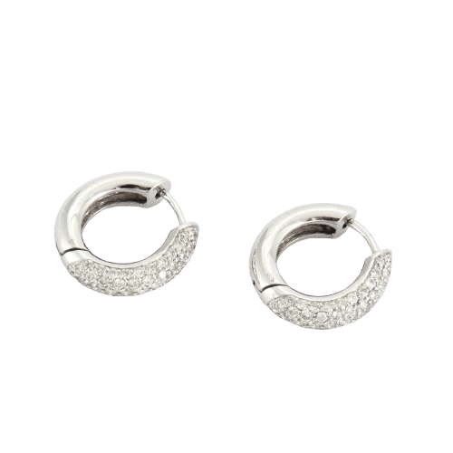 Boucles d'oreilles Créoles pavées de diamants en or blanc 18 carats 58 Facettes P98L13