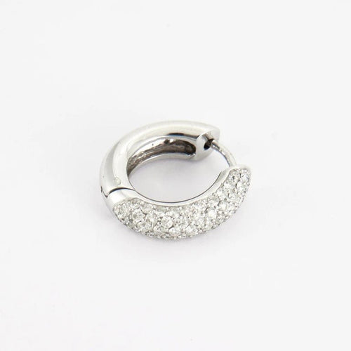 Boucles d'oreilles Créoles pavées de diamants en or blanc 18 carats 58 Facettes P98L13
