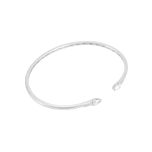 Bracelet Bracelet jonc articulé ouvert en or blanc 18 carats et diamants 58 Facettes