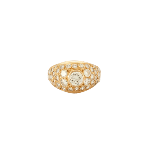 Bague 55 Bague jonc pavée en or jaune 18K et diamants 58 Facettes