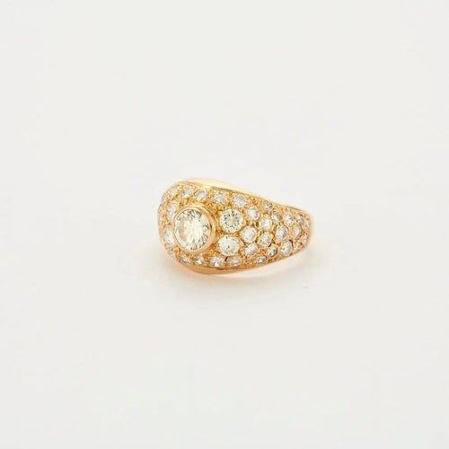 Bague 55 Bague jonc pavée en or jaune 18K et diamants 58 Facettes