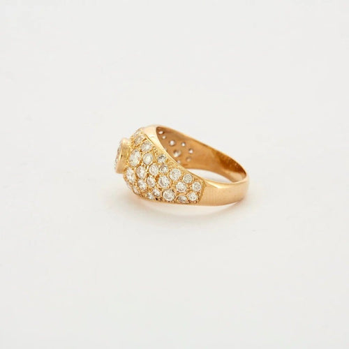 Bague 55 Bague jonc pavée en or jaune 18K et diamants 58 Facettes