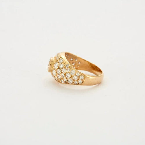 Bague 55 Bague jonc pavée en or jaune 18K et diamants 58 Facettes