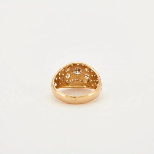 Bague 55 Bague jonc pavée en or jaune 18K et diamants 58 Facettes