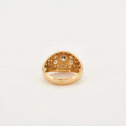 Bague 55 Bague jonc pavée en or jaune 18K et diamants 58 Facettes