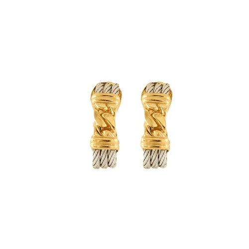Boucles d'oreilles FRED - Boucles d'oreilles câble en or jaune 18K et acier 58 Facettes