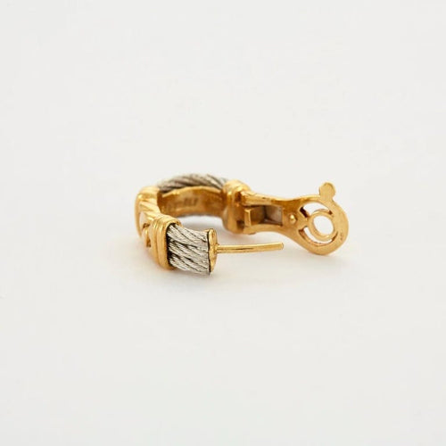 Boucles d'oreilles FRED - Boucles d'oreilles câble en or jaune 18K et acier 58 Facettes