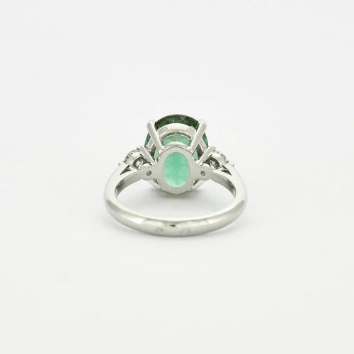 Bague 48.5 Bague en platine 950 avec tourmaline bleue-verte 4,15 ct et diamants 58 Facettes