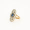 Bague 52.5 Bague style Art déco en or jaune et platine, diamants et saphir 58 Facettes