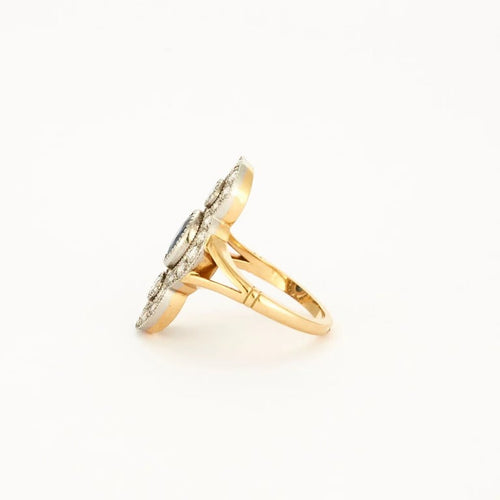 Bague 52.5 Bague style Art déco en or jaune et platine, diamants et saphir 58 Facettes