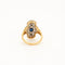 Bague 52.5 Bague style Art déco en or jaune et platine, diamants et saphir 58 Facettes