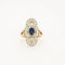 Bague 52.5 Bague style Art déco en or jaune et platine, diamants et saphir 58 Facettes