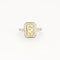 Bague 51 Bague style Art déco solitaire en or blanc 18K, diamants et saphir jaune 58 Facettes