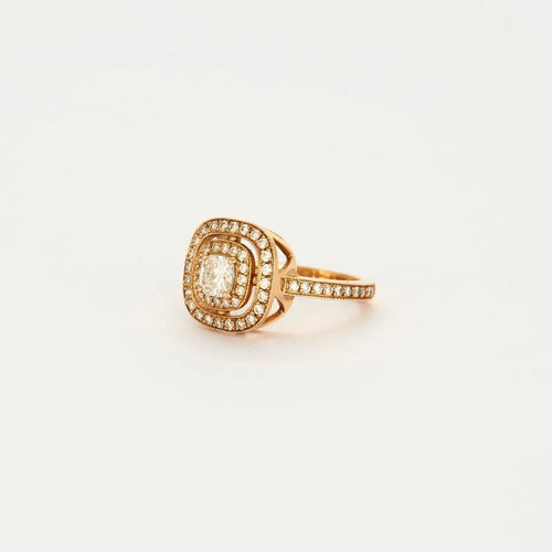 Bague 49 Bague style Art déco en or rose 18K avec diamants 58 Facettes