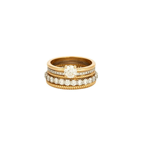 Bague 53 Bague multi-anneaux torsadés en or jaune, platine et diamants 58 Facettes