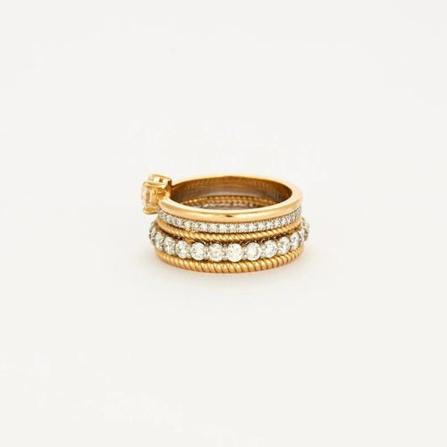 Bague 53 Bague multi-anneaux torsadés en or jaune, platine et diamants 58 Facettes
