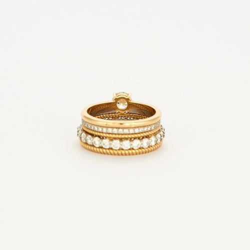 Bague 53 Bague multi-anneaux torsadés en or jaune, platine et diamants 58 Facettes