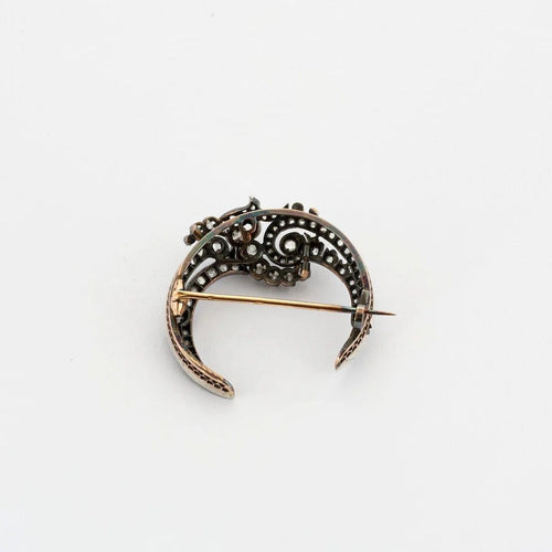 Broche Broche croissant de lune Napoléon III en or rose 18K et diamants 58 Facettes