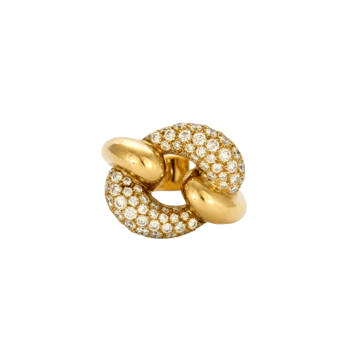 Bague 54 Bague maillon de chaîne en or jaune 18K et diamants 58 Facettes