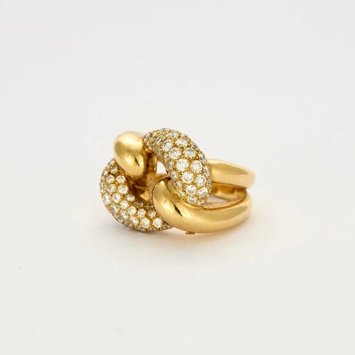 Bague 54 Bague maillon de chaîne en or jaune 18K et diamants 58 Facettes