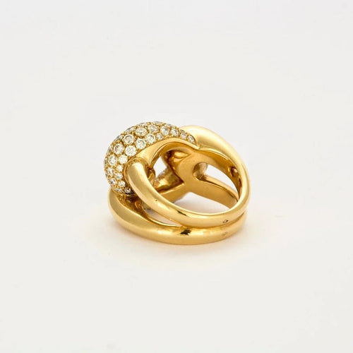 Bague 54 Bague maillon de chaîne en or jaune 18K et diamants 58 Facettes
