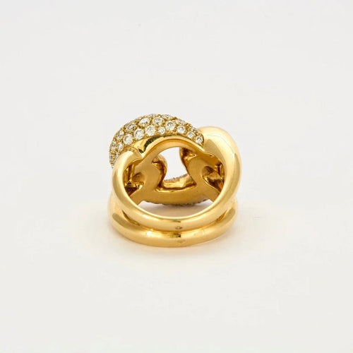 Bague 54 Bague maillon de chaîne en or jaune 18K et diamants 58 Facettes