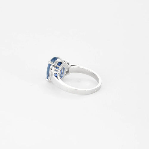 Bague 53.5 Bague en platine avec saphir Ceylan 5,08 ct et diamants 58 Facettes